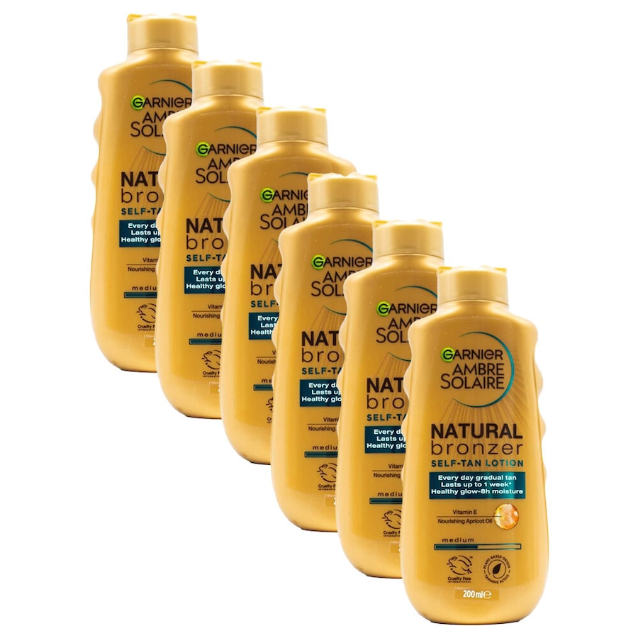 6PK Garnier 200ml Medium Self Tan Lotion Bottle Natural Bronzer Vit E Nourishing