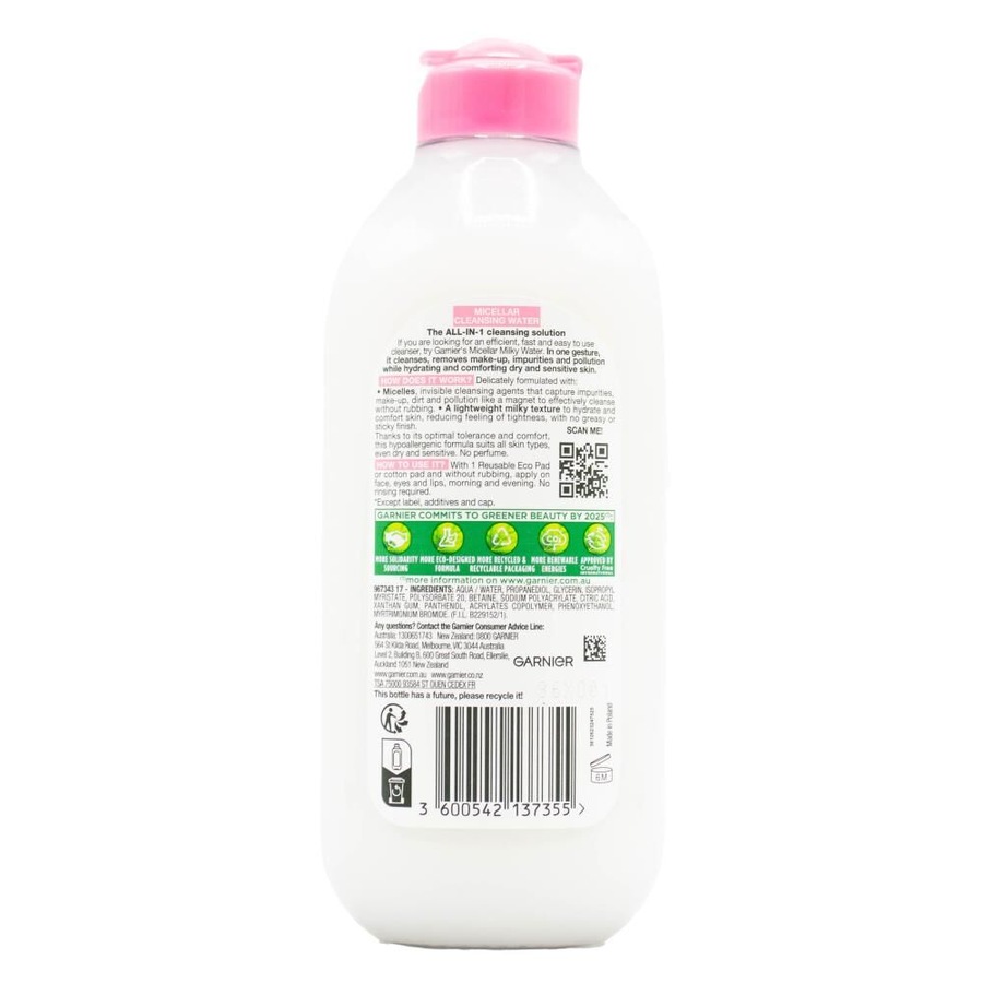 6PK Garnier SkinActive Micellar Cleansing Milky Water Makeup Remover 400ml