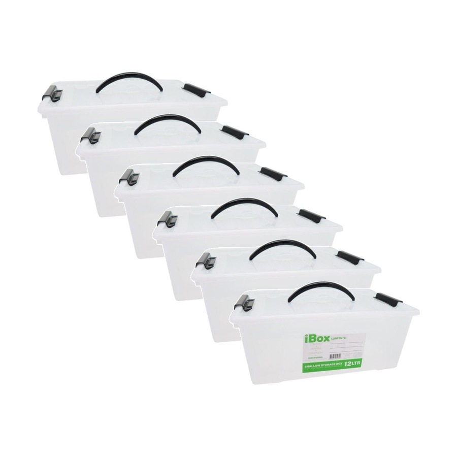 Buy 6PK iBox Shallow Storer Plastic Storage Box W/ Lid & Handle ...