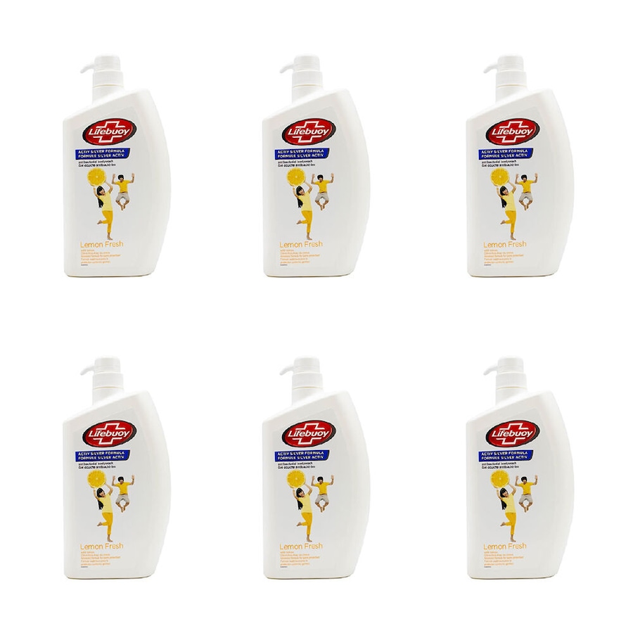 6PK Lifebuoy 1L Antibacterial Body Wash Shower Soap Germ Protection Lemon Fresh