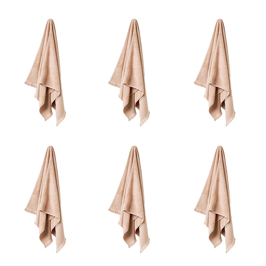 6PK Linen House Aria Nude Cotton/Bamboo Quick Dry Soft Hand Towel 40x71cm Pink