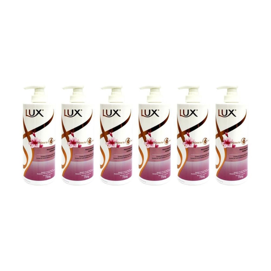 6PK Lux Peach Shampoo Bottle Pump Fragrance 750ml Fruity Scented Hair Care