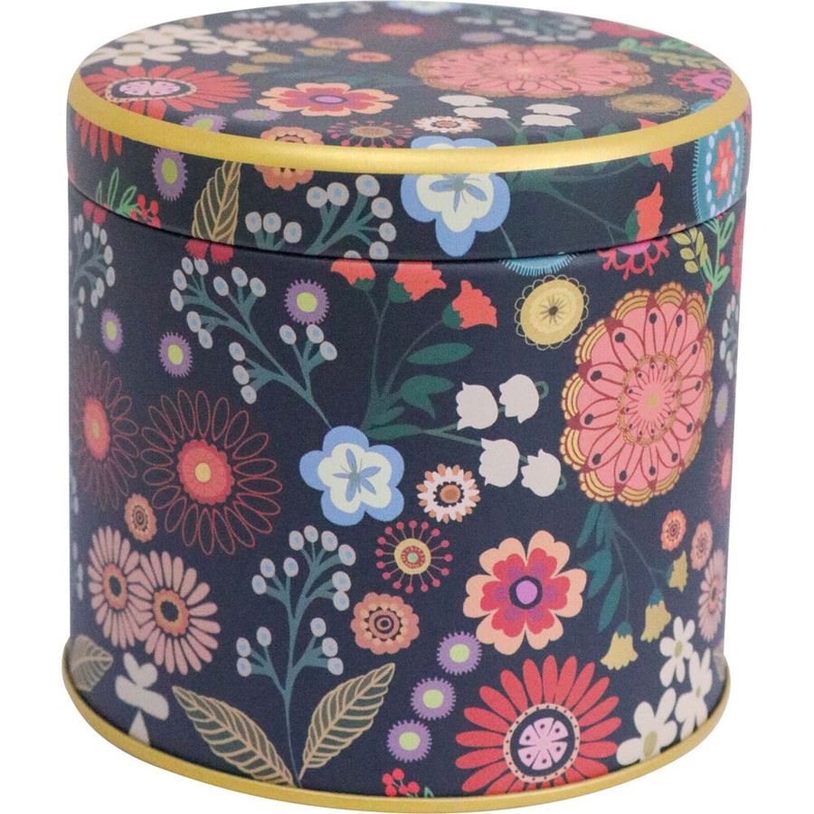 6PK LVD Small Metal Floral Print Round Trinket Storage Tin 8cm Multicoloured
