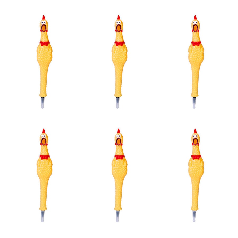6PK MDI Furever Pets Screaming Chicken Kids Ballpoint Writing Pen 3x3.5x19cm