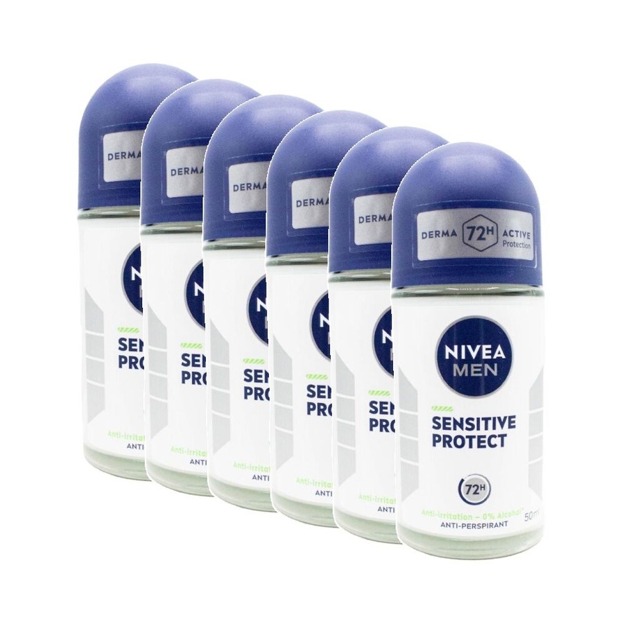 6PK Nivea Men Sensitive Protect Anti-Perspirant Roll-On Deoderant 72 Hr 50ml