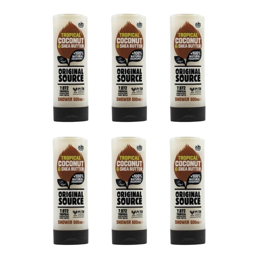 6PK Original Source 500ml Bathroom Shower Gel Tropical Coconut & Shea Butter