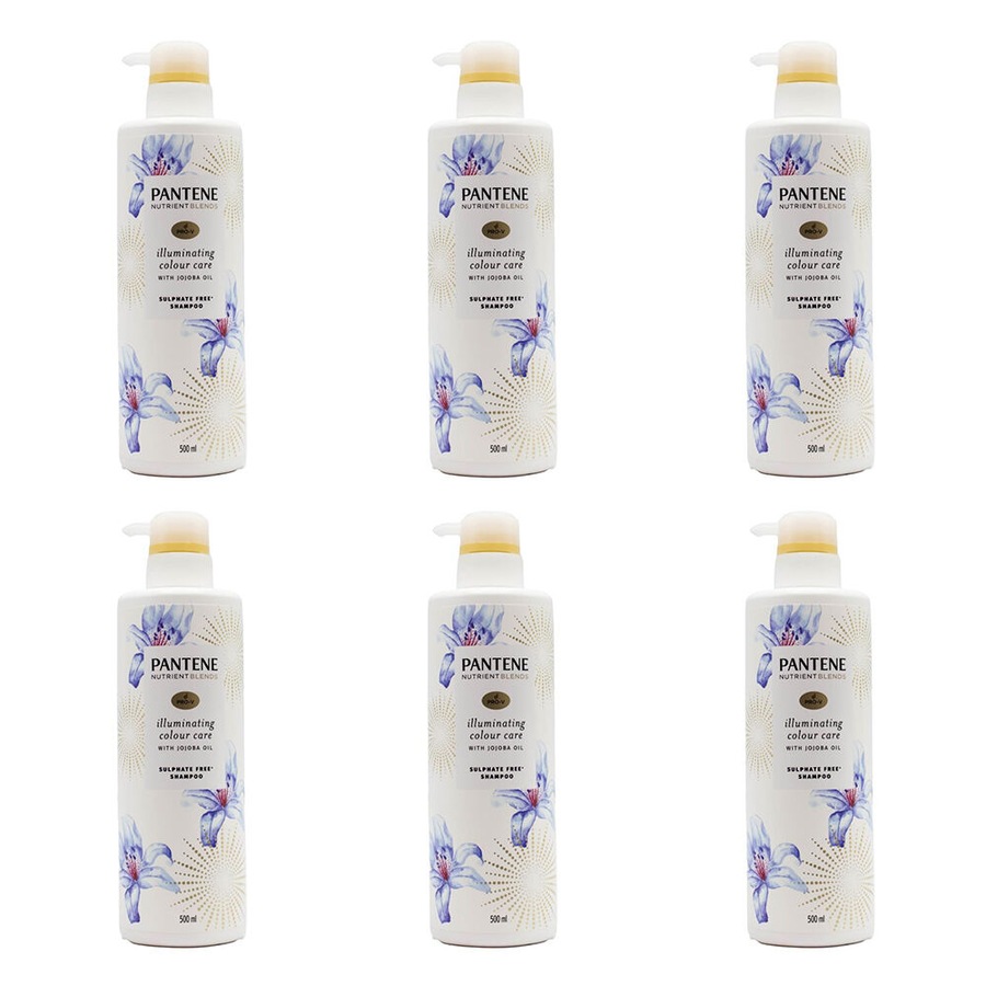 6PK Pantene 500ml Hair Shampoo Pro V Illuminating Colour Care Sulphate Free