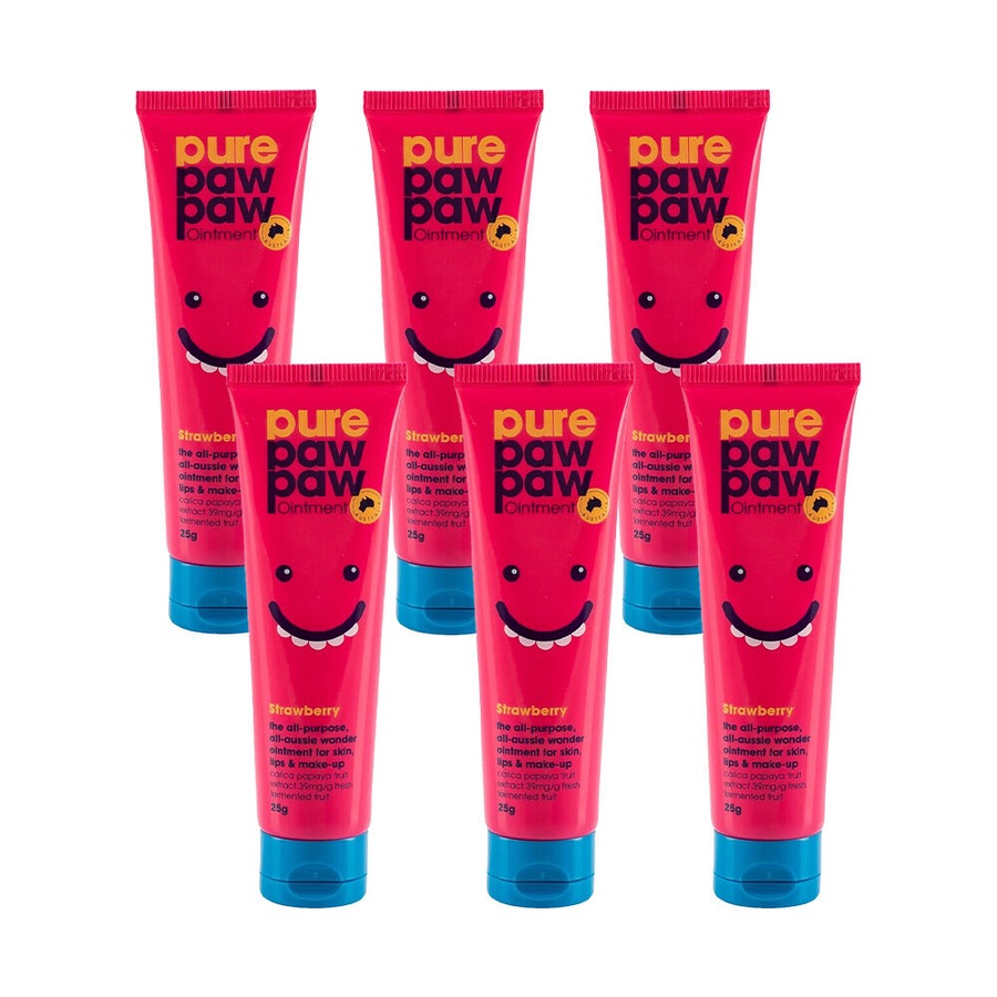 6PK Pure Paw Paw Ointment 25g Multi Purpose Skin Ointment Lip Balm Strawberry