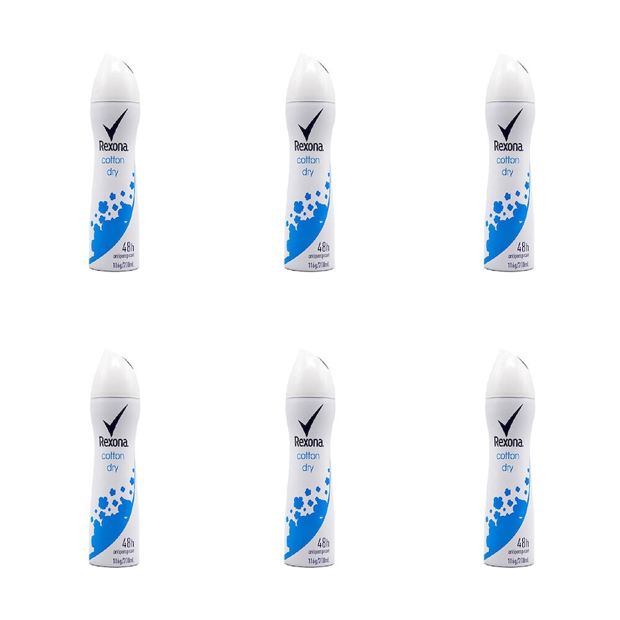 6PK Rexona 116g/200ml Antiperspirant Deodorant Spray 48hr Protection Cotton Dry