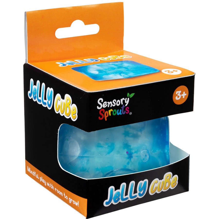 6PK Sensory Sprouts Snowflake Filled Jelly Fidget Cube Kids Toy Blue