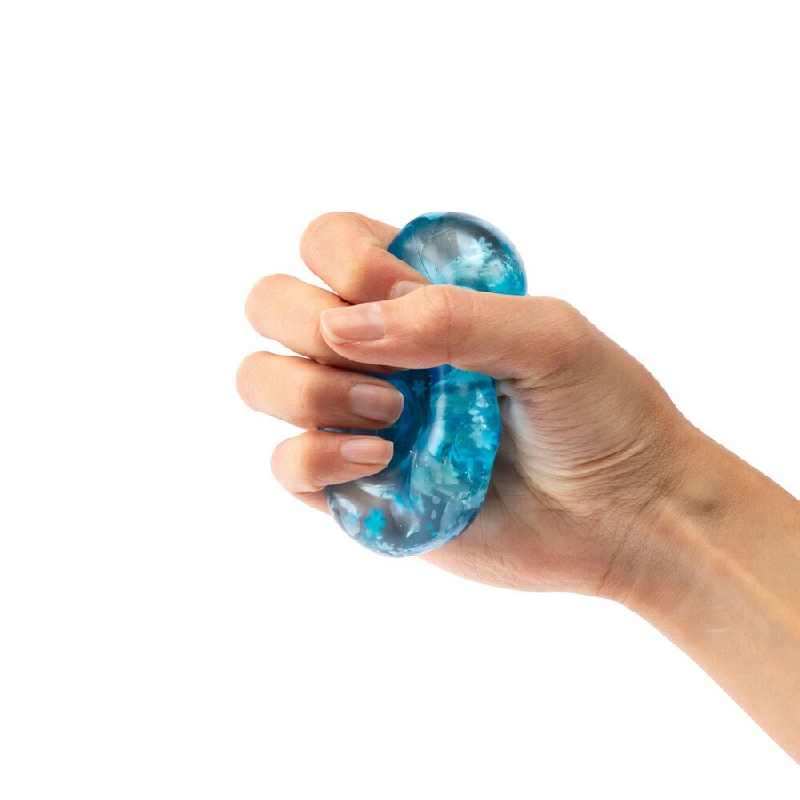 6PK Sensory Sprouts Snowflake Filled Jelly Fidget Cube Kids Toy Blue
