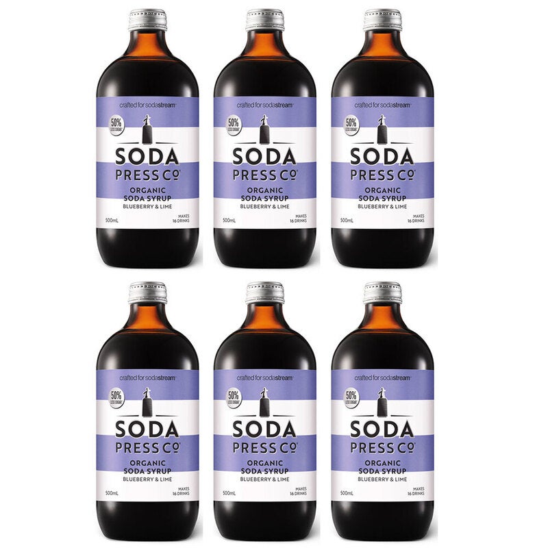 6PK SodaStream 500ml Soda Press Organic Syrup/Mix 50% Less Sugar Blueberry Lime