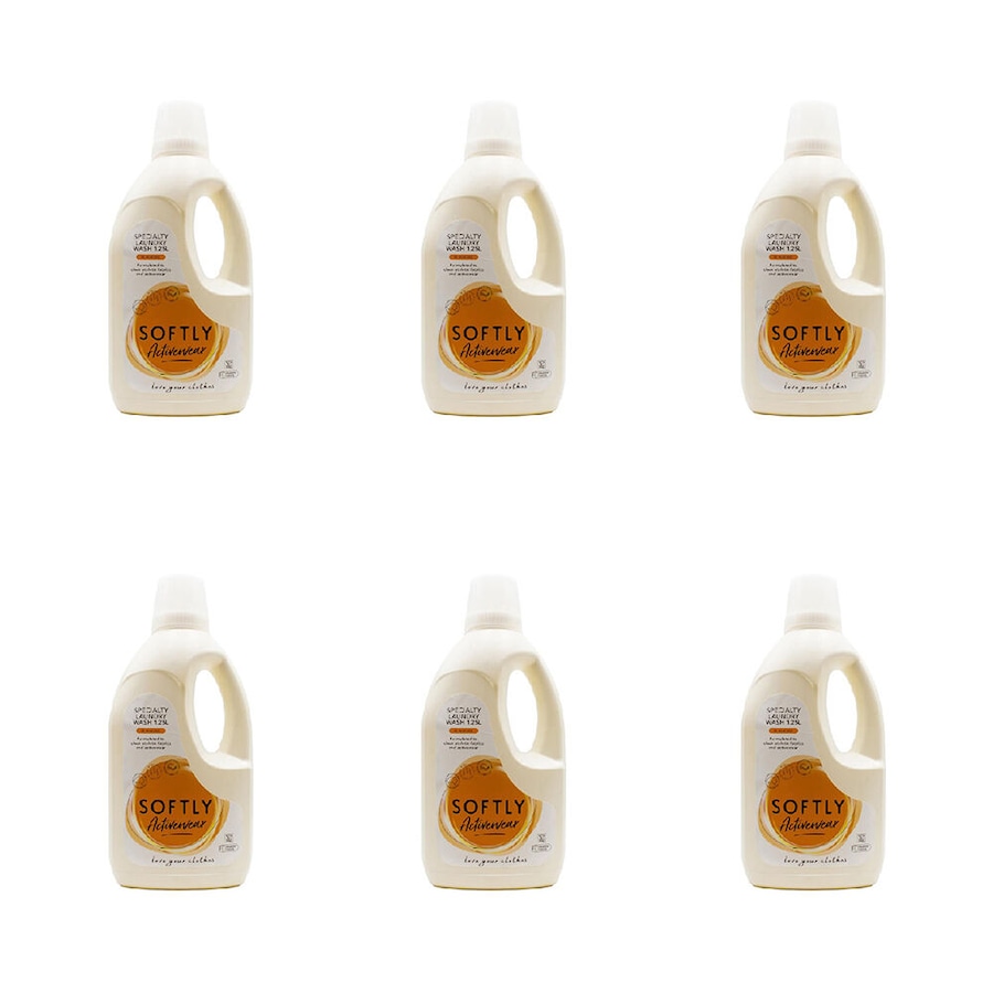 6PK Softly 1.25L Laundry Wash Activewear Front & Top Loader Gentle Fabric Care