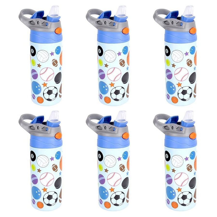 6PK Splash Kids's Insulated Drink Water Bottle w/ Flip-Top Lid 355ml Assorted