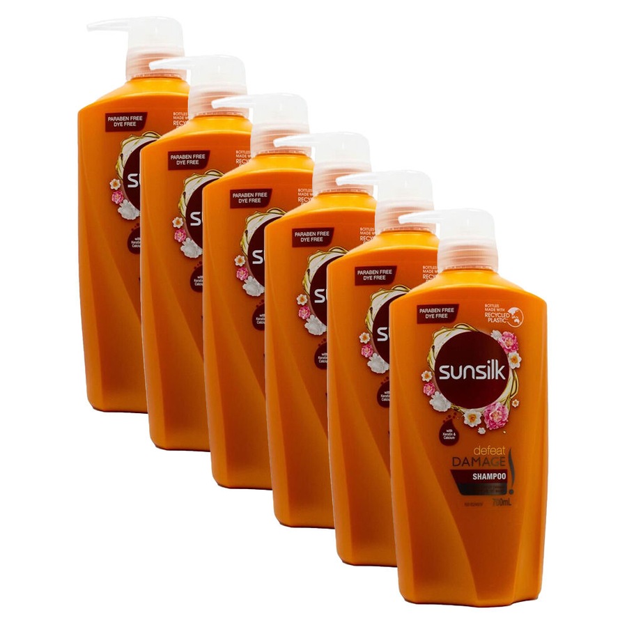 6PK Sunsilk Defeat Damaged Hair Repair Shampoo 700ml Nourishing/Hydrating