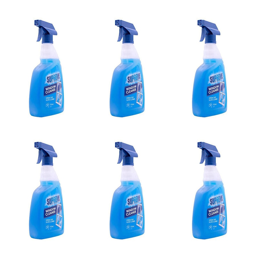6PK Supreme Window Cleaner Glass Surface Cleaner Streak-Free Crystal Shine 750ml