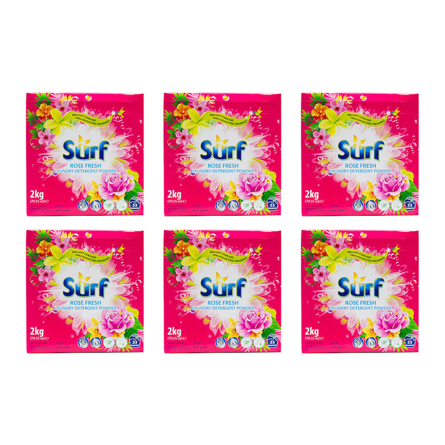 6PK Surf Stain Removal Deep Clean Laundry Detergent Powder 1kg Rose Fresh