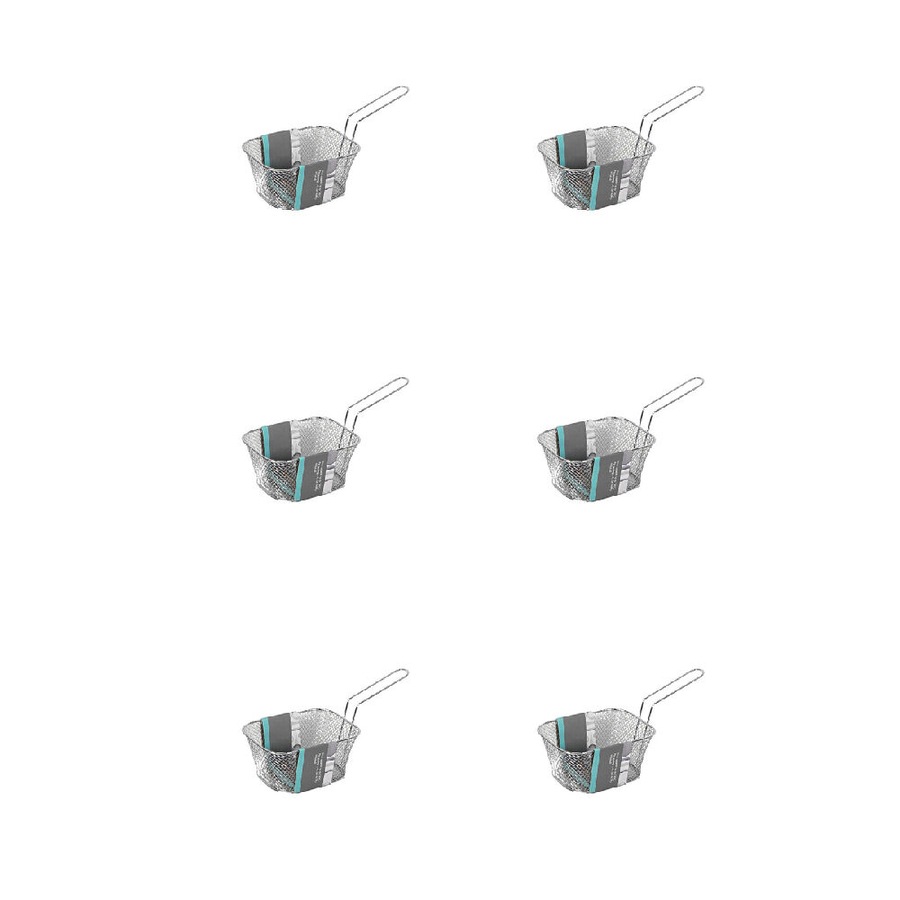 6PK Topchef Stainless Steel Chip Serving Basket 14.5x10cm Snack Serving Tray