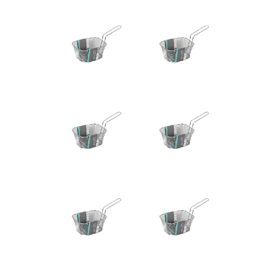 6PK Topchef Stainless Steel Chip Serving Basket 14.5x10cm Snack Serving Tray