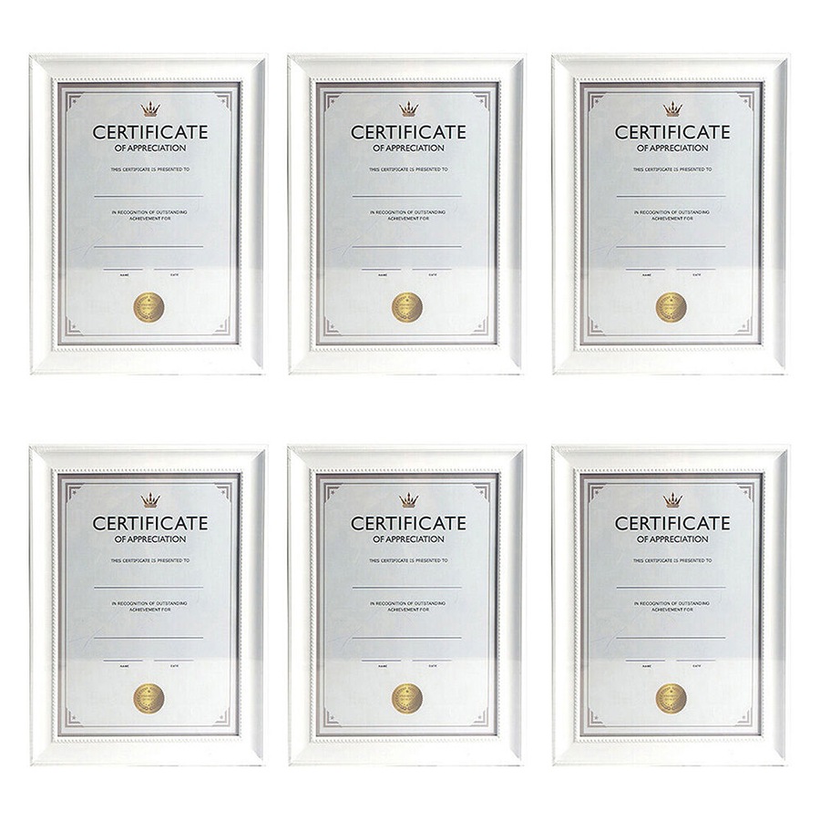 6PK Unigift Juliet Certifcate Raised Dots Picture Photo Frame A4 White