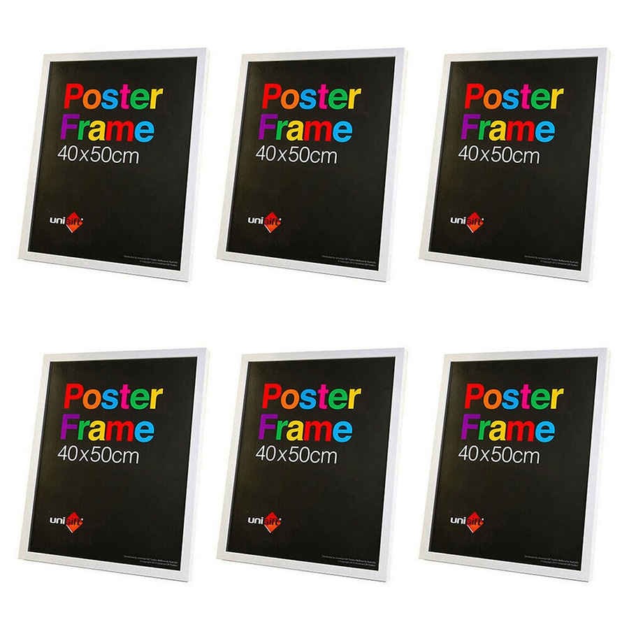 6PK Unigift Wooden/Glass Hanging Poster Picture Photo Frame 40x50cm White