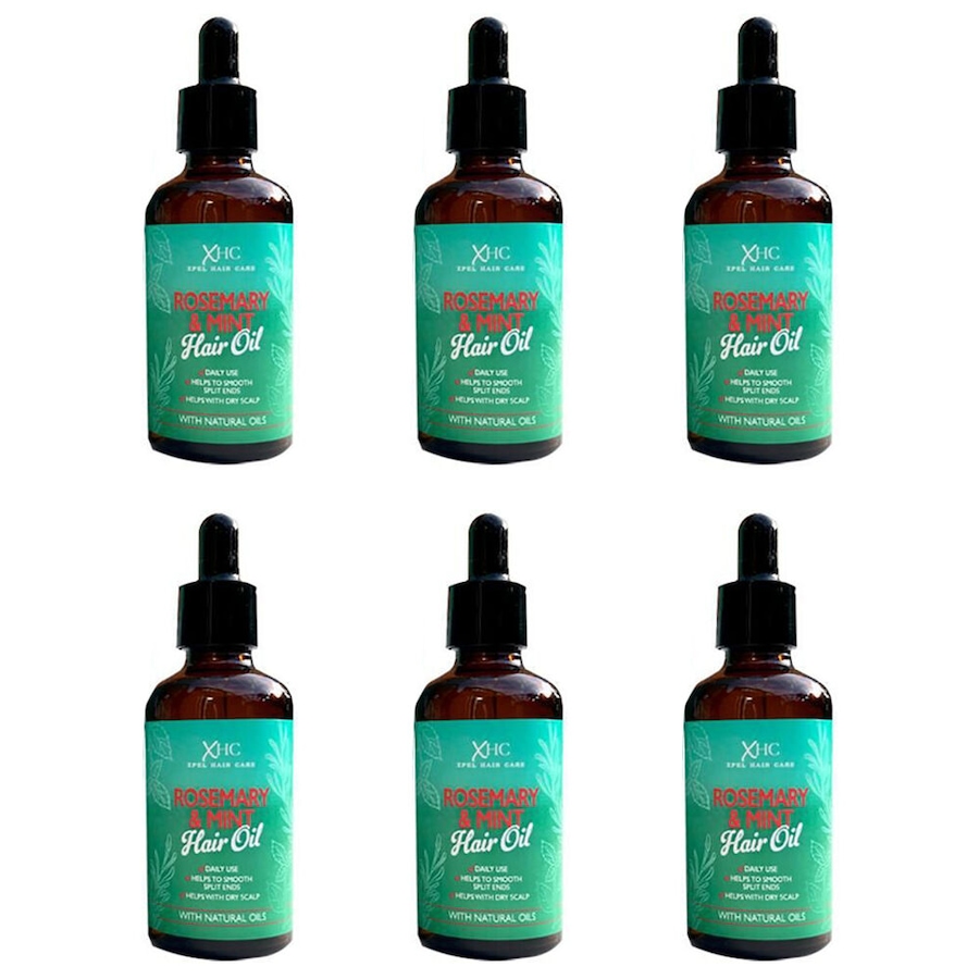 6PK XHC Rosemary & Mint Hair Oil Treatment For Dry Scalp Split Ends Repair 60ml