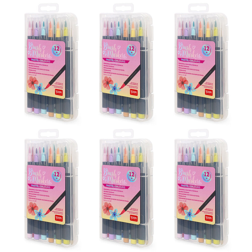 Legami Draw Buy 6x 12pc Legami Brush Markers Drawing Pen Pastel Colours Set Soft ...