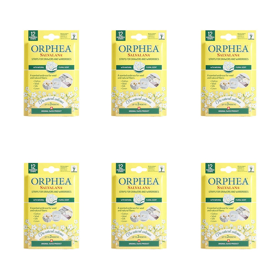 6x 12pc Orphea Natural Flower Scented Strips Clothes Protector Drawers/Closets