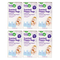 6x 200pc Baby U Scented Nursery Disposable Nappy Bags Diaper Disposal Storage