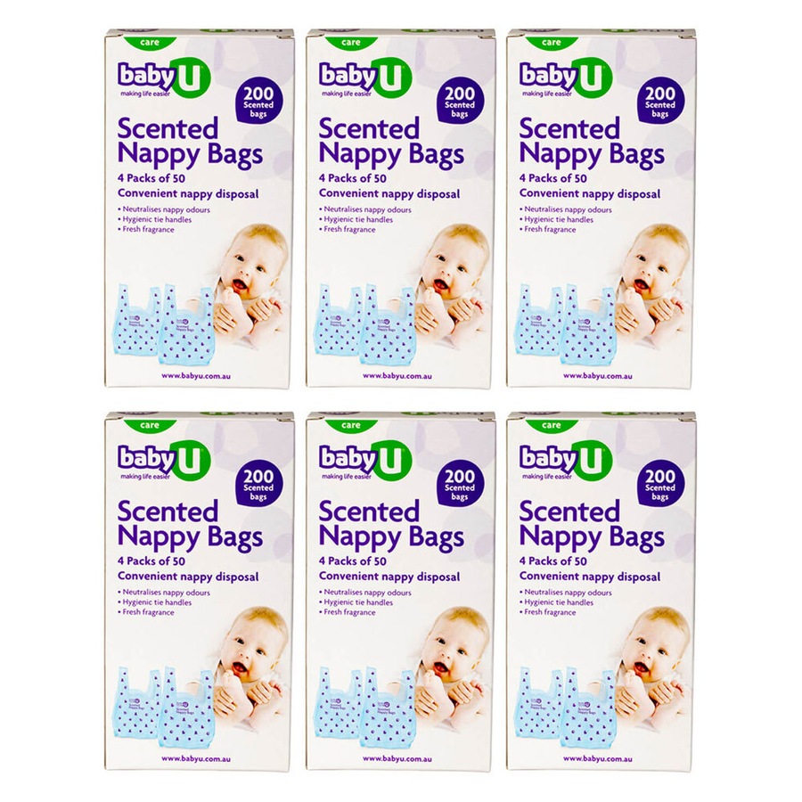 6x 200pc Baby U Scented Nursery Disposable Nappy Bags Diaper Disposal Storage