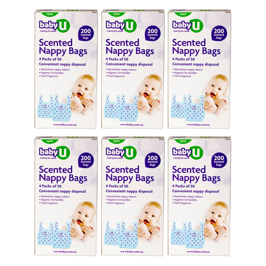 6x 200pc Baby U Scented Nursery Disposable Nappy Bags Diaper Disposal Storage