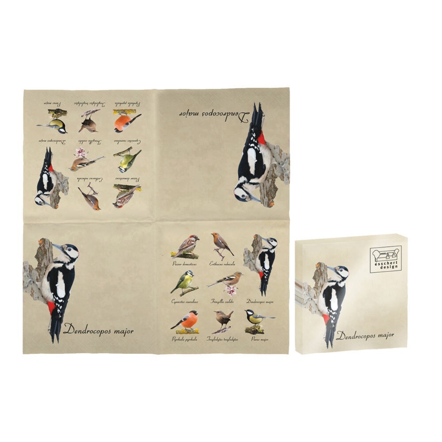 6x 20pc Esschert Design 3-Ply Tissue Paper Napkin Birds Serviette Large 33cm