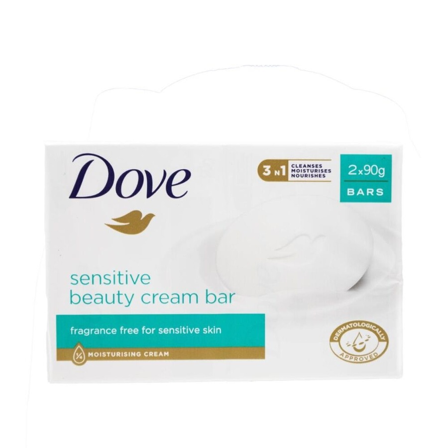 6x 2PK Dove Beauty Moisturising Cream Soap Bar Sensitive Fragrance-Free 90g