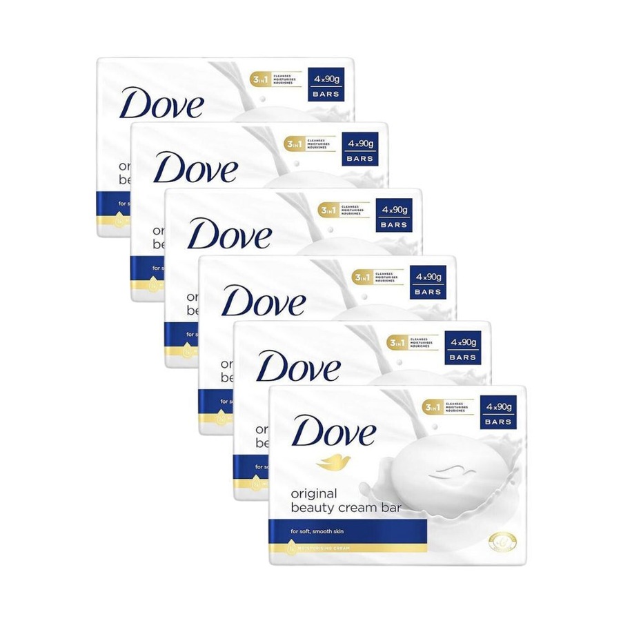 6x 4pc Dove Original Beauty Cream Soap Bar 90g Moisturising Shower Bath Care