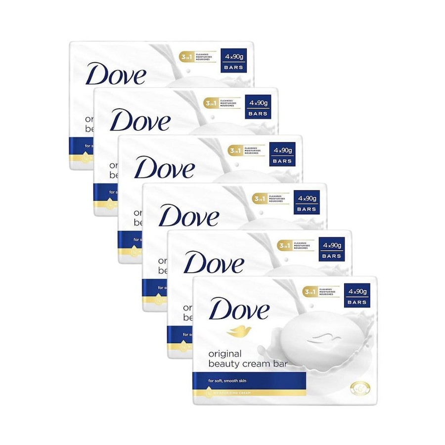 6x 4pc Dove Original Beauty Cream Soap Bar 90g Moisturising Shower Bath Care