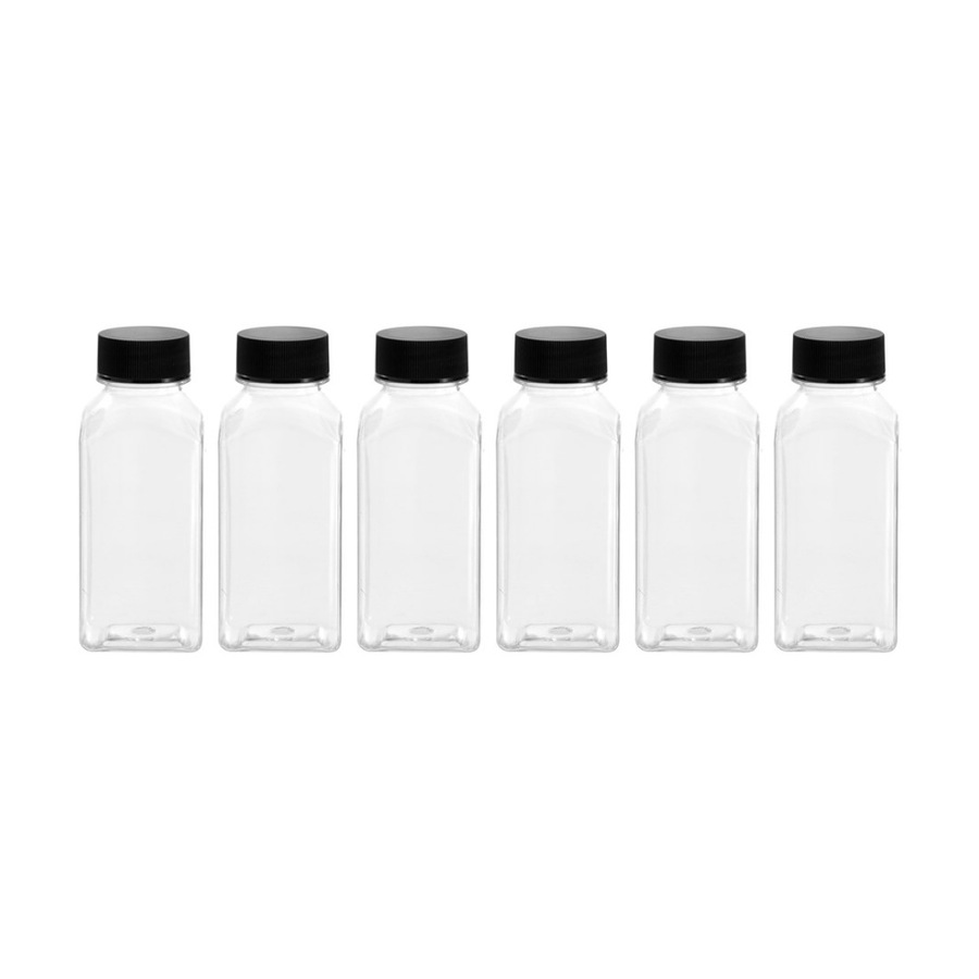 6x 6pc Lemon And Lime Reusable Clear Refrigerator Juice Drink Bottle Set 250ml