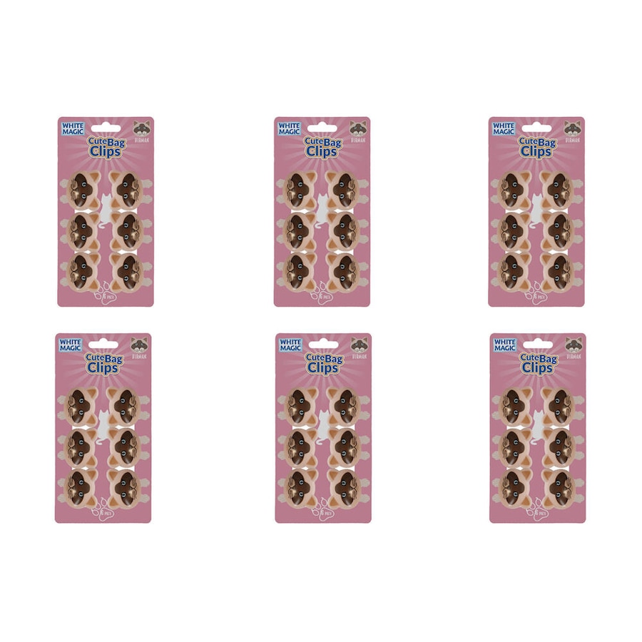 6x 6pc White Magic Cute Tidy Bag Clip Food Saver Sealer Set 4.5cm Birman