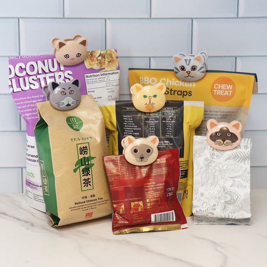 6x 6pc White Magic Cute Tidy Bag Clip Food Saver Sealer Set 4.5cm Birman