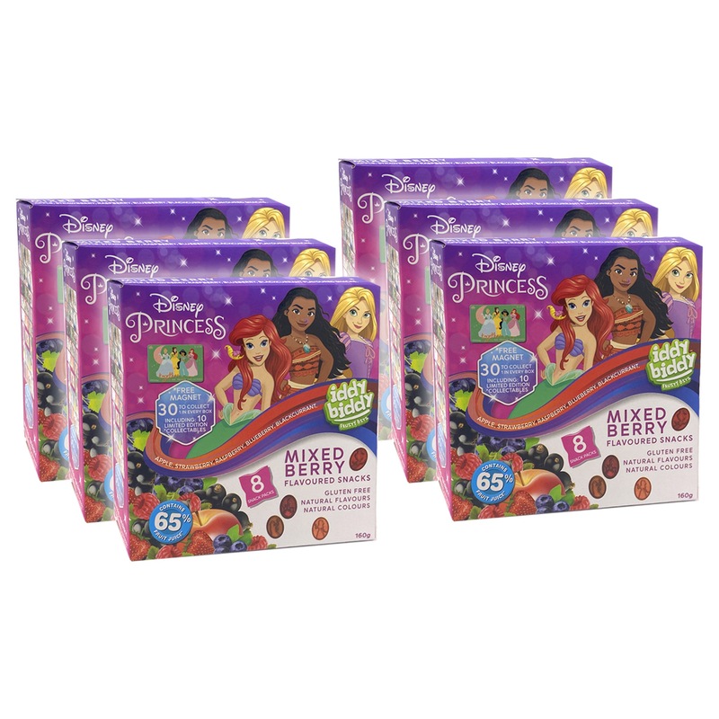 Buy 6x 8PK Iddy Biddy Disney Princess Mixed Berry Gummies Snack Pack