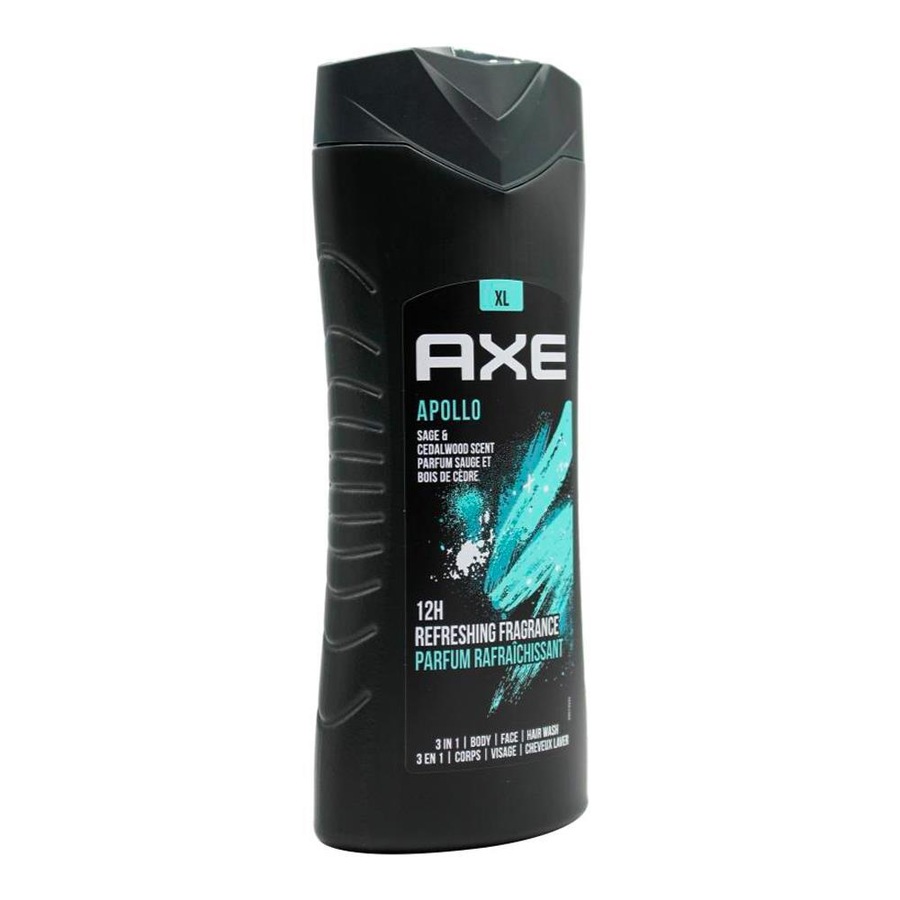6x Axe Apollo 3-in-1 Body Face Hair Wash 400ml For Men Sage & Cedarwood Scent