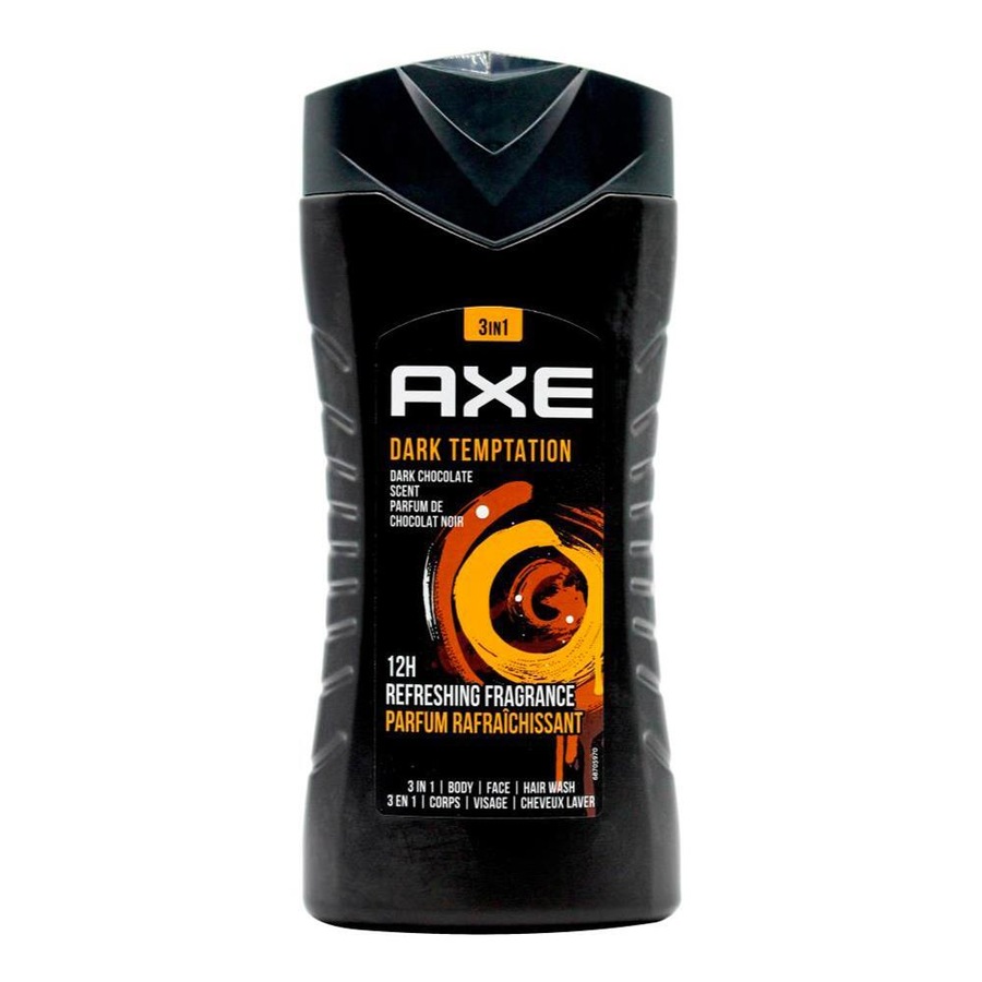 6x Axe Dark Temptation 3-in-1 Body Face Hair Wash 250ml For Men Dark Chocolate