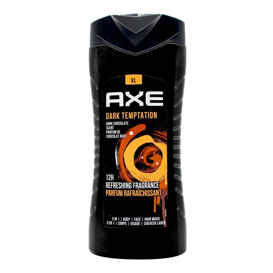 6x Axe Dark Temptation 3-in-1 Body Face Hair Wash 400ml For Men Dark Chocolate