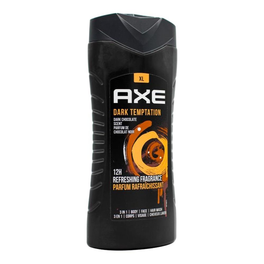 6x Axe Dark Temptation 3-in-1 Body Face Hair Wash 400ml For Men Dark Chocolate