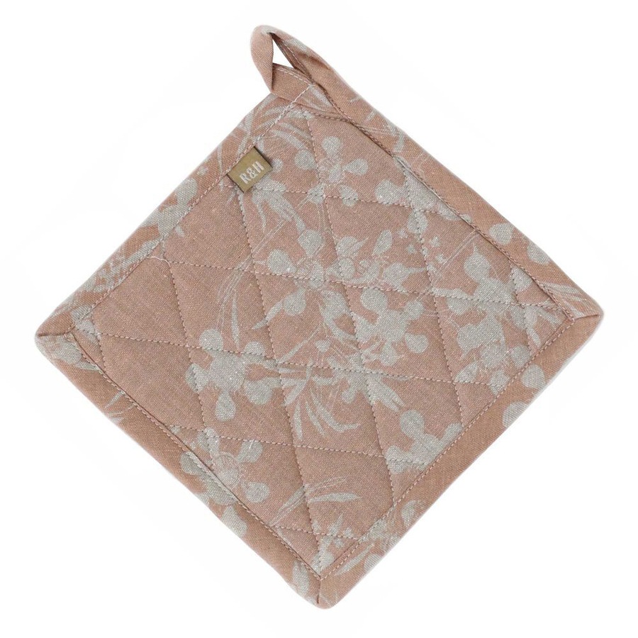 6x Belle Myrtle Kitchen Chambray Pot/Pan Holder/Trivet Mat 20x20cm Square Clay