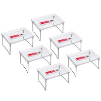 6x Boxsweden Crystal Elevated Storage Shelf/Tray 31cm Fridge/Pantry Organiser