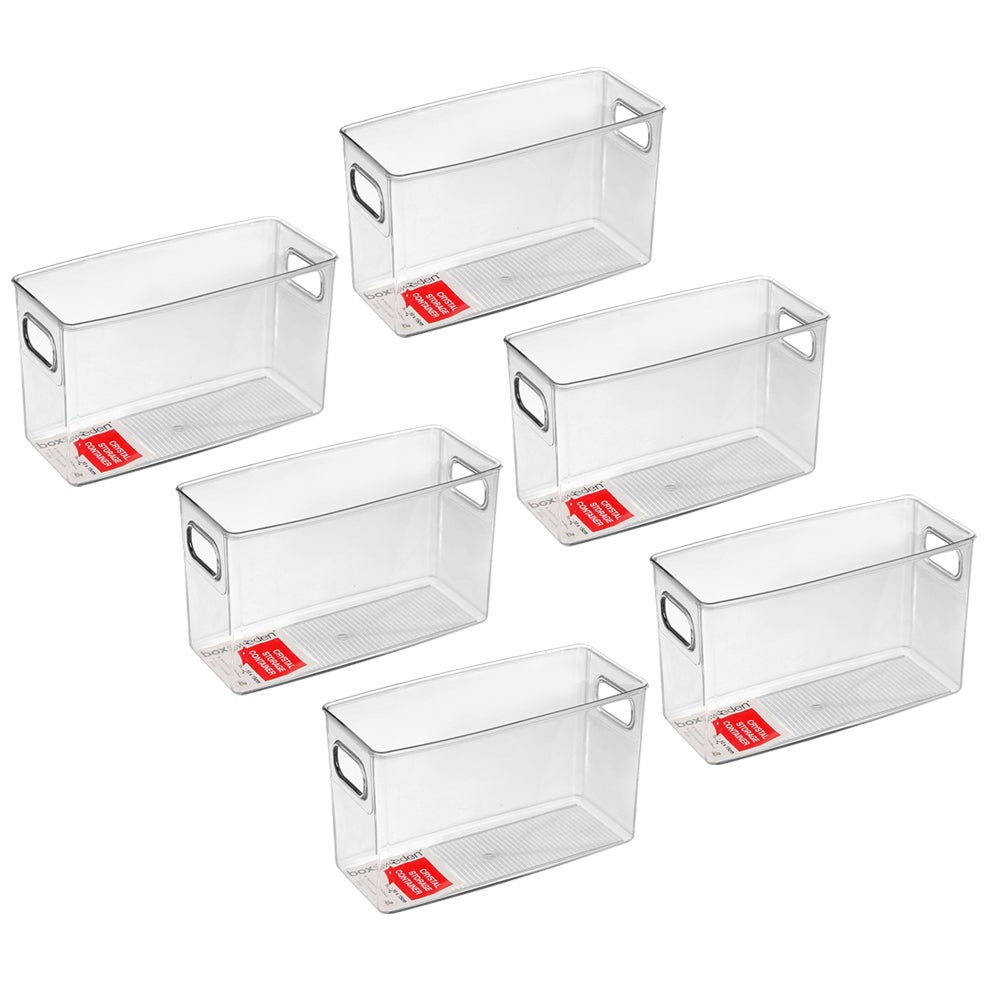 6x Boxsweden Crystal Plastic Storage Container 25cm MED Fridge/Pantry Organiser