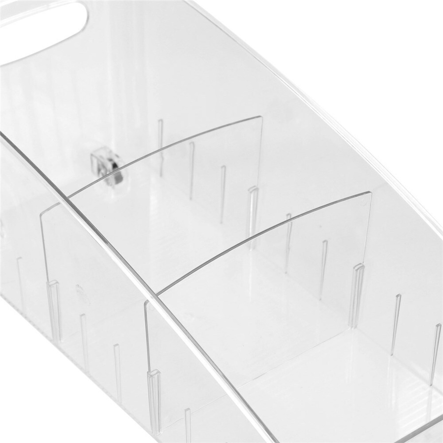 6x Boxsweden Crystal Roll Out Tray Storage Organiser w/ Dividers 38x16.5cm CLR