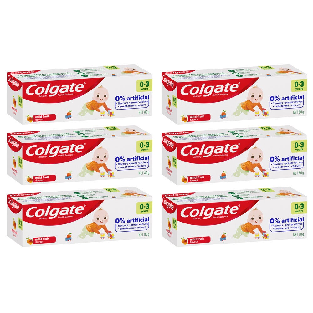 6x Colgate 80g Anti-Cavity Fluoride Kids/Children 0-3 Year Toothpaste Mild Fruit