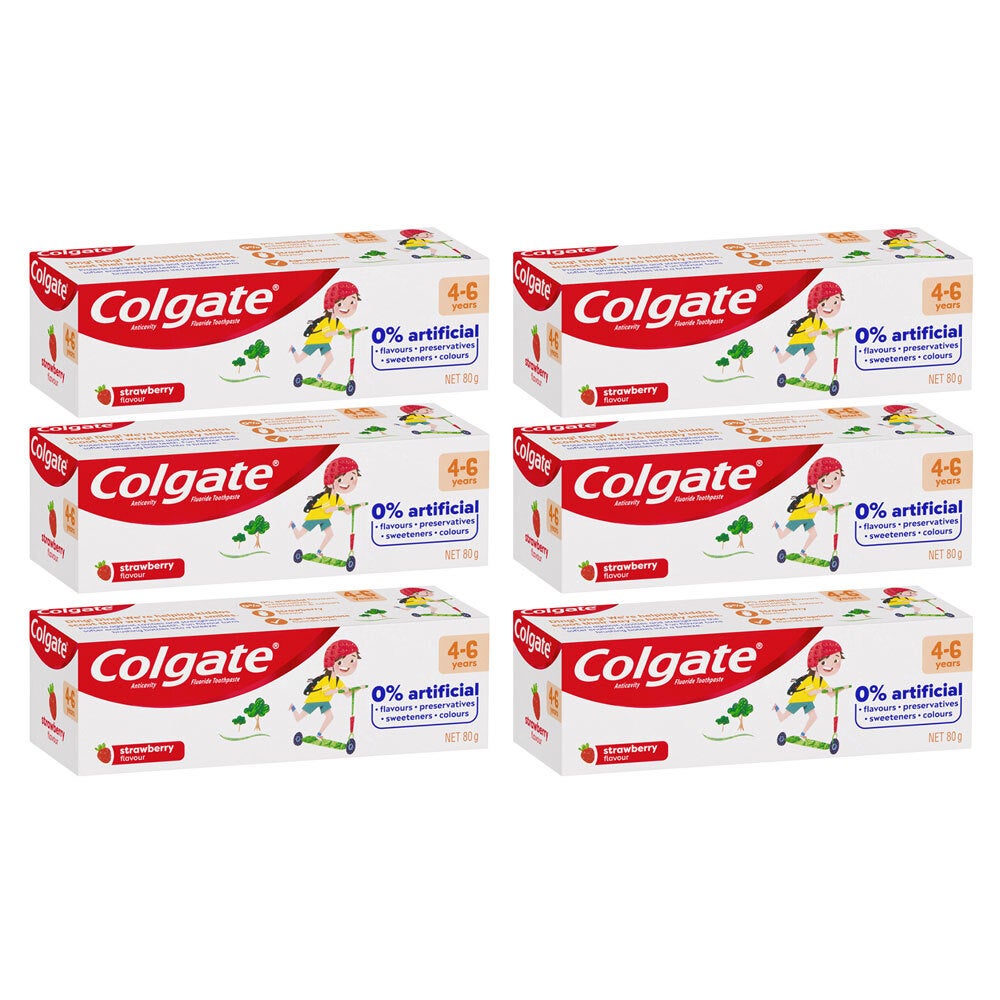 6x Colgate 80g Anti-Cavity Fluoride Kids/Children 4-6 Year Toothpaste Strawberry