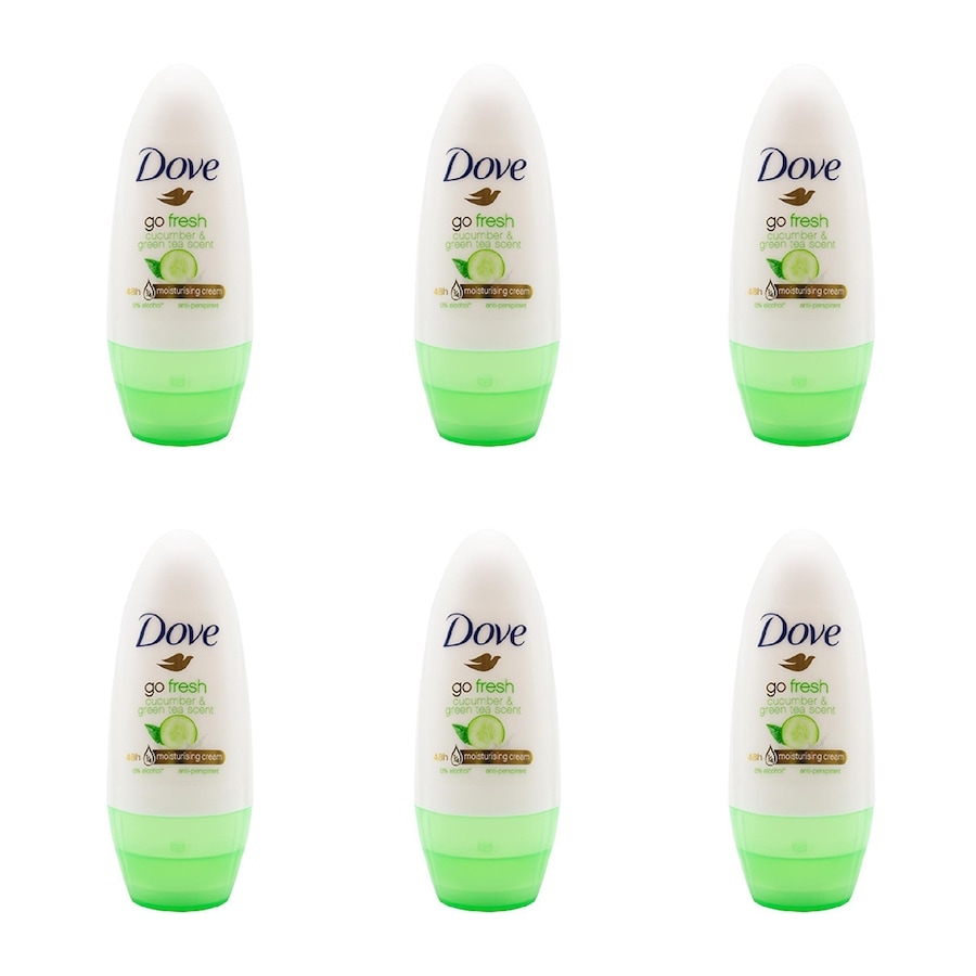 6x Dove 40ml Antiperspirant Roll On Deodorant Go Fresh Cucumber/Green Tea Scent